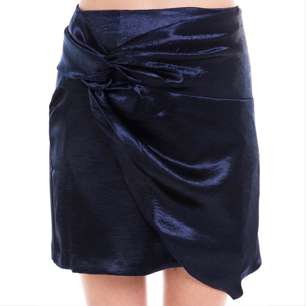 LUSH black satin twist wrap skirt